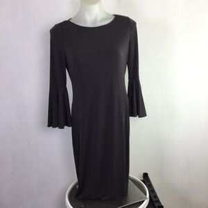 Calvin Klein Womens Bell Sleeve Knee Length Sheath Dress Black Size 6